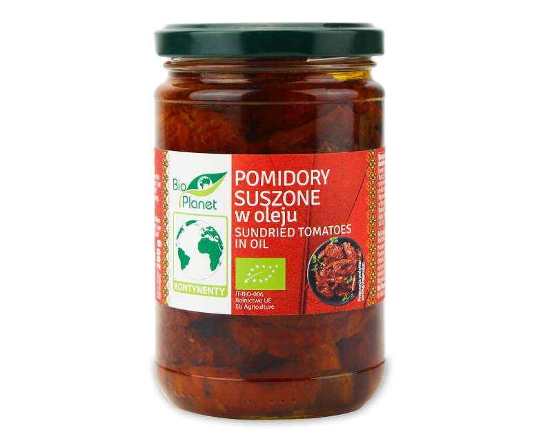 Ekologiški džiovinti pomidorai aliejuje, 280 g Ekologiški džiovinti pomidorai aliejuje, 280 g