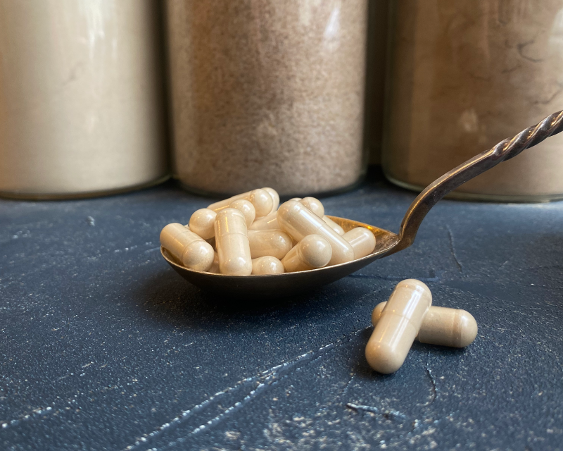 Ekologiški šitaki (Shiitake) grybai, 400 mg kapsulėse Ekologiški šitaki (Shiitake) grybai, 400 mg kapsulėse