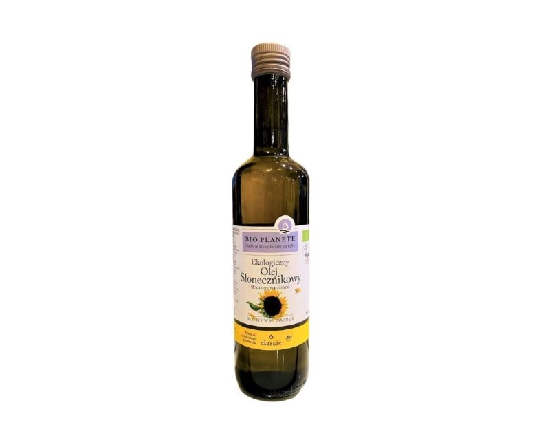 Ekologiškas saulėgrąžų aliejus, šalto spaudimo, 500 ml Ekologiškas saulėgrąžų aliejus, šalto spaudimo, 500 ml