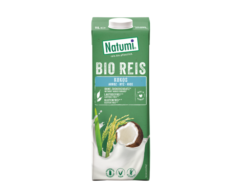 Organic rice and coconut drink with no added sugar, gluten free, NATUMI Organic rice and coconut drink without added sugar, gluten free, NATUMI, 1 L - Image 1