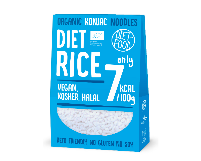 Ekologiški makaronai iš gliukomanano (konjac) miltų Ekologiški ryžiai iš leopardinio amorfofalo (konjac) miltų, be glitimo, 385 g, Diet Noodles - Image 1