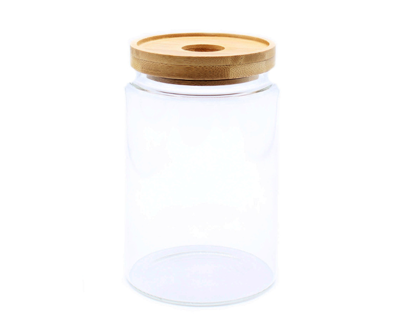 Stylish jar with bamboo lid - 15 cm (850 ml) Stylish jar with bamboo lid - 9×15 cm, 850 ml - Image 1