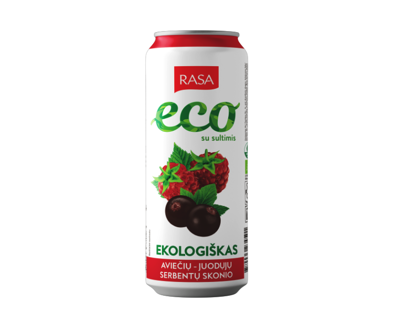 Ekologiškas aviečių ir juodųjų serbentų skonio gazuotas gaivusis gėrimas su sultimis, 0.5l RASA ECO Ekologiškas aviečių ir juodųjų serbentų skonio gazuotas gaivusis gėrimas su sultimis, 0.5l RASA ECO - Image 1