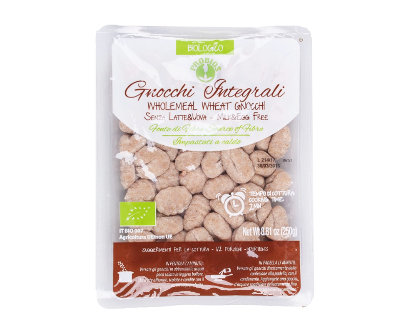 Ekologiški pilno grūdo kviečių Gnocchi su bulvėmis 250g Ekologiški pilno grūdo kviečių Gnocchi, su bulvėmis, 250 g, PROBIOS - Image 1